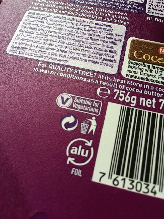 Quality Street plastic tub